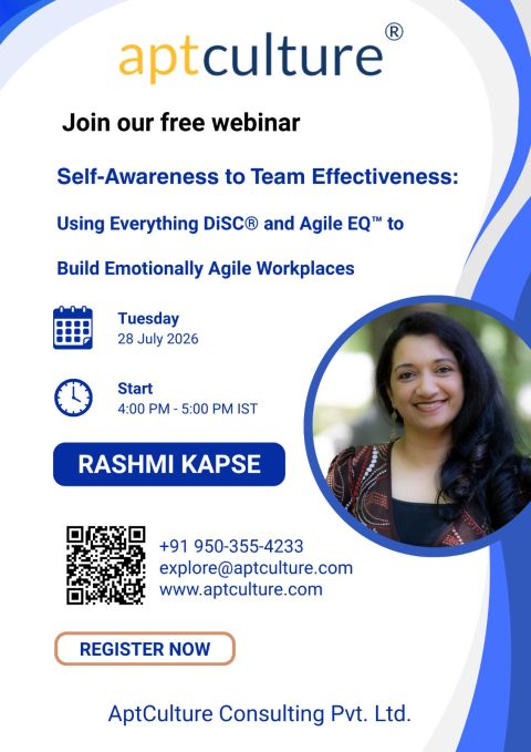 AptCulture webinar promo for Self-Awareness to Team Effectiveness with Dr. Rashmi Kapse