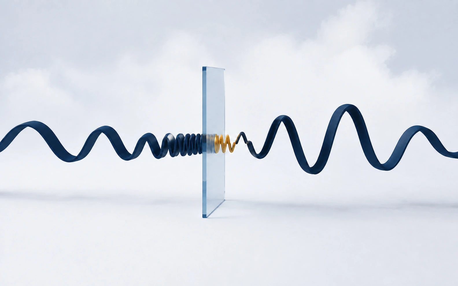 A sound-wave form passing through a translucent threshold.