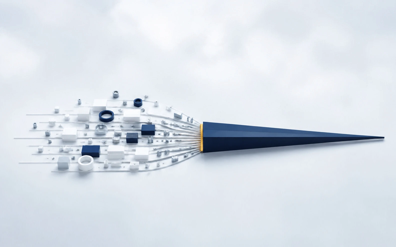 Precision components converging into a clear directional form.